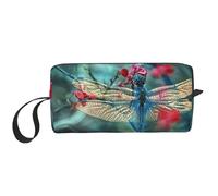 Borsa per il trucco con stampa libellula sul fiore, borsa per cosmetici resistente, borsa da viaggio per il trucco, regalo essenziale per donne e uomini, bianco, Taglia unica