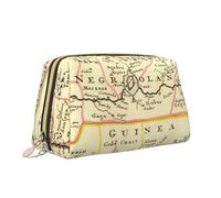 Borsa per il trucco con stampa mappa incisa a mano Borsa da toilette versatile portatile borsa cosmetica di grande capacità per le donne, bianco, Taglia unica, Beauty case