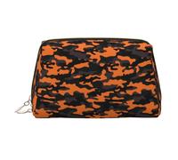 Borsa per il trucco con stampa mimetica arancione nera, borse per cosmetici da viaggio per donne, custodia per trucco in pelle di grande capacità, organizer per trucchi, graziosa custodia per trucchi