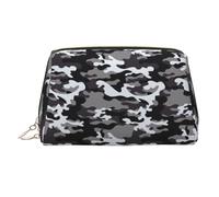 Borsa per il trucco con stampa mimetica nera, grigia, bianca, borsa per cosmetici, trousse da viaggio per donne, custodia per trucco in pelle di grande capacità, organizer per trucchi, graziosa