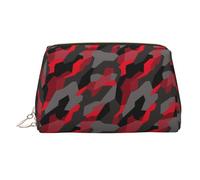 Borsa per il trucco con stampa mimetica rossa, grigia, nera, borsa per cosmetici, trousse da viaggio per donne, custodia per trucco in pelle di grande capacità, organizer per trucchi