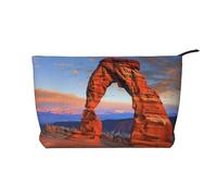 Borsa per il trucco con stampa natalizia, in velluto a coste, da viaggio, trousse per cosmetici, trousse da toilette, organizer per donne, mamme e ragazze, Parco nazionale degli Arches, Taglia unica