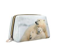 Borsa per il trucco con stampa orso polare carino borsa da toilette versatile borsa cosmetica di grande capacità per le donne, bianco, Taglia unica, Beauty case