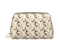 Borsa per il trucco con stampa retrò con pesce rosso, borse da viaggio per articoli da toeletta da donna, grande capacità, in pelle, organizer per trucchi, grazioso astuccio per trucchi