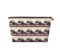 Borsa per il trucco con stampa retrò con treno rosso, borsa cosmetica da viaggio per donne, graziosa borsa organizer per trucchi in pelle