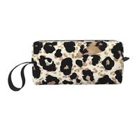 Borsa per il trucco con stampa retrò giraffa resistente all'acqua, organizer da viaggio per donne e uomini, custodia per cosmetici con pelle di leopardo animale, con cerniera, piccola borsa per