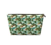 Borsa per il trucco con stampa spiaggia tropicale Hawaii, trousse da viaggio per cosmetici, borsa da toilette per donne, graziosa borsa organizer per trucchi in pelle