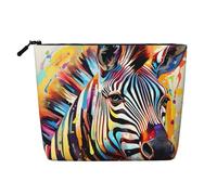 Borsa per il trucco con stampa zebrata animale astratta borsa cosmetica carina per le donne sacchetto di trucco borsa da toilette da viaggio per signora, Nero , Taglia unica