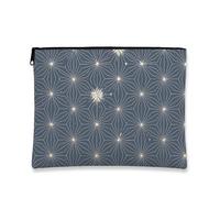 Borsa per il trucco con stelle, geometrica, elegante, da viaggio, per donne, piccola borsa portatile in tela con cerniera, borsa da toilette per le vacanze, Navy, 7x9 Inch, Stelle