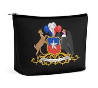 Borsa per il trucco con stemma del Cile, grande capacità, pochette cosmetica portatile per donna