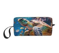 Borsa per il trucco con tartaruga sottomarina conchiglia organizer da viaggio per articoli da toeletta da viaggio per donne uomini oceano animale cosmetico custodia con cerniera piccola borsa