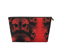 Borsa per il trucco con teschio astratto rosso e nero, borsa per cosmetici da viaggio borsa da trucco da donna, borsa per il trucco in pelle, graziosa custodia per il trucco, Oro, Taglia unica