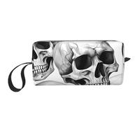 Borsa per il trucco con teschio di Halloween, resistente all'acqua, organizer da viaggio per donne e uomini, custodia per cosmetici con cerniera, piccola borsa portatile per attrezzi