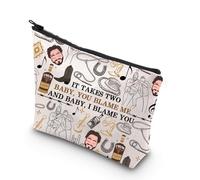 Borsa per il trucco con testo della canzone Country Music Gift You Blame Me and I Blame You Country Concert Tour Zipper Bag, Ci vuole Regno Unito