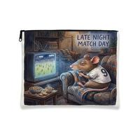 Borsa per il trucco con topo da calcio, divertente borsa da viaggio per donne e ragazze, organizer portatile con cerniera in tela con animali, 17,8 x 22,9 cm