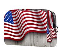 Borsa per il trucco con toro in una corrida sulla bandiera spagnola, borsa da viaggio portatile organizer da viaggio per articoli da toeletta Beauty Bag, Multicolore 06, 18.5x7.5x13cm/7.3x3x5.1in,