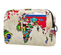 Borsa per il trucco con toro in una corrida sulla bandiera spagnola, borsa da viaggio portatile organizer da viaggio per articoli da toeletta Beauty Bag, Multicolore 03, 18.5x7.5x13cm/7.3x3x5.1in,