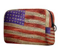 Borsa per il trucco con toro in una corrida sulla bandiera spagnola, borsa da viaggio portatile organizer da viaggio per articoli da toeletta Beauty Bag, Multicolore 07, 18.5x7.5x13cm/7.3x3x5.1in,