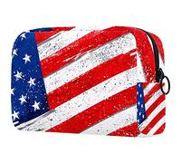 Borsa per il trucco con toro in una corrida sulla bandiera spagnola, borsa da viaggio portatile organizer da viaggio per articoli da toeletta Beauty Bag, Multicolore 08, 18.5x7.5x13cm/7.3x3x5.1in,