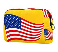 Borsa per il trucco con toro in una corrida sulla bandiera spagnola, borsa da viaggio portatile organizer da viaggio per articoli da toeletta Beauty Bag, Multicolore 05, 18.5x7.5x13cm/7.3x3x5.1in,