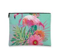 Borsa per il trucco con uccelli tropicali tropicali, pesca tropicale uccello floreale borsa da viaggio per donne, piccola borsa portatile in tela con cerniera, regalo per feste estive, vacanze al mare