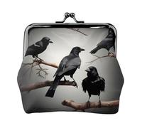 Borsa per il trucco con uccellini neri su un ramo, piccola borsa per cosmetici, portatile, per palestra e uso quotidiano, Nero , Taglia unica, Portamonete