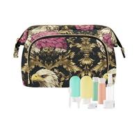 Borsa per il trucco con uccellino dorato viola con borsa per il cambio della maniglia per accessori da viaggio