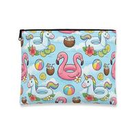 Borsa per il trucco con uccello tropicale giocoso, fantasioso cavallo magico borsa da viaggio per donne, piccola borsa portatile in tela con cerniera, essenziale per la spiaggia estiva 17,8 x 22,9 cm