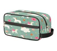 Borsa per il trucco con unicorni carini per donne, uomini, bambini, ragazze e ragazzi, borsa da bagno con unicorni magici, borsa da viaggio per articoli da toeletta cosmetici organizer da doccia,