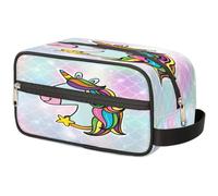 Borsa per il trucco con unicorno magico con squame di pesce, per donne, uomini, bambini, ragazze, ragazzi, borsa da bagno con unicorno, borsa da viaggio per articoli da toeletta e cosmetici, Colore,