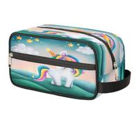 Borsa per il trucco con unicorno magico dei cartoni animati, per donne, uomini, bambini, ragazze, ragazzi, graziosa borsa da viaggio per articoli da toeletta da viaggio, organizer per cosmetici, borsa