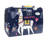 Borsa per il trucco con unicorno timido a forma di cuore rosa per borsa portatile da viaggio borsa organizer per articoli da toeletta beauty bag per donne, Multicolore 05, 18.5x7.5x13cm/7.3x3x5.1in,