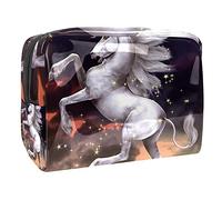 Borsa per il trucco con unicorno timido a forma di cuore rosa per borsa portatile da viaggio borsa organizer per articoli da toeletta beauty bag per donne, Multicolore 03, 18.5x7.5x13cm/7.3x3x5.1in,