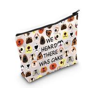 Borsa per il trucco con viso di cane regalo per mamma cane We Heard There was Cake Cosmetic Bag Pet Dog apprezzamento regalo DOD stampa borsa da viaggio, Abbiamo sentito che c'era una torta