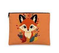 Borsa per il trucco con volpe, graziosa custodia da viaggio per cosmetici, da donna, portatile, piccola in tela, con cerniera, regalo autunnale, per la cura della pelle, Arancione, 7x9 Inch, Volpe