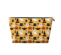 Borsa per il trucco con zucca fantasma di Halloween, borsa da viaggio per articoli da toeletta borsa per il trucco da donna, borsa per il trucco in pelle, graziosa custodia per il trucco, Argento