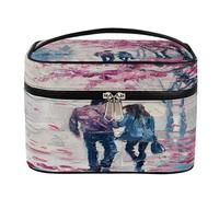 Borsa per il trucco, coppia di pittura a olio Borsa da toilette da viaggio di grande capacità per le donne con manico e corda fissa elastica organizer portatile per trucco, Pittura A Olio Coppia,