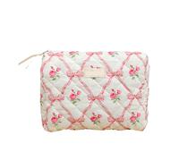 Borsa per il trucco Coquette - borsa cosmetica trapuntata | Trucco trapuntato in cotone | Contro