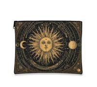 Borsa per il trucco cosmico, borsa da viaggio vintage medievale astrologia da donna, piccola borsa portatile in tela con cerniera, regalo per le vacanze, borsa da toilette organizer per la cura della