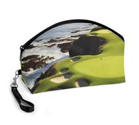 Borsa per il trucco curva con stampa campo da golf sulla spiaggia per donne e ragazze, pennelli per il trucco, cura della pelle e accessori di bellezza.