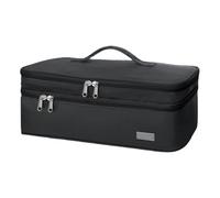 Borsa per il trucco Custodia cosmetica Vanity Travel Beauty Box Make Up Train Case Organizzatore di parrucchiere con scompartimento regolabile in tessuto Oxford, borse a spazzole nere, per viaggi per