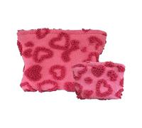 Borsa Per Il Trucco Da 2 Pezzi - Borse Cosmetiche | Organizzatore Cosmetico Per Borsa | Carta Per Trucco Per Il Cuore Peluche Impermeabile Con Stoccaggio Con Cerniera Per Ragazze Per La Cura De