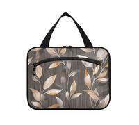 Borsa per il trucco da appendere al fiore grigio marrone di lino per le donne con gancio, borsa per la cura della pelle chic di design per il viaggio deve viaggio estuche de maquillaje para Mujer L