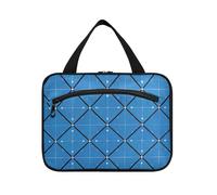 Borsa per il trucco da appendere blu nera a scacchi con scomparti con gancio, borsa multifunzionale per la cura della pelle per le donne in viaggio vacanza maleta para maquillaje, Motivo Freccia A