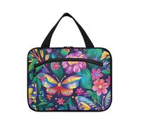 Borsa per il trucco da appendere con fiori e farfalle colorate, grande da viaggio, con gancio, borse per il trucco carine di design per gli elementi essenziali per le donne hotel maleta para