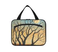 Borsa per il trucco da appendere con illustrazione di alberi nudi per le donne con gancio, borsa per il trucco da appendere lavabile di design per gli elementi essenziali da viaggio crociere bolso de