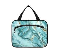 Borsa per il trucco da appendere con texture di marmo irregolare verde oro grande viaggio con gancio, borsa per la cura della pelle alla moda per le donne che viaggiano maleta para maquillaje L