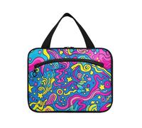 Borsa per il trucco da appendere geometrica astratta colorata con scomparti con gancio, kit di articoli da toeletta pieghevoli di design per gli elementi essenziali per le donne Envase per profumo de