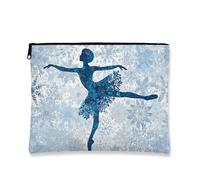Borsa per il trucco da balletto, blu con fiocchi di neve, borsa da viaggio artistica per donne, piccola borsa portatile in tela con cerniera, borsa da toilette per la cura della pelle delle vacanze
