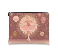 Borsa per il trucco da balletto, borsa da viaggio vintage per cosmetici, da donna, piccola borsa portatile in tela con cerniera, borsa da toilette per la cura della pelle delle vacanze, Pesca, 7x9